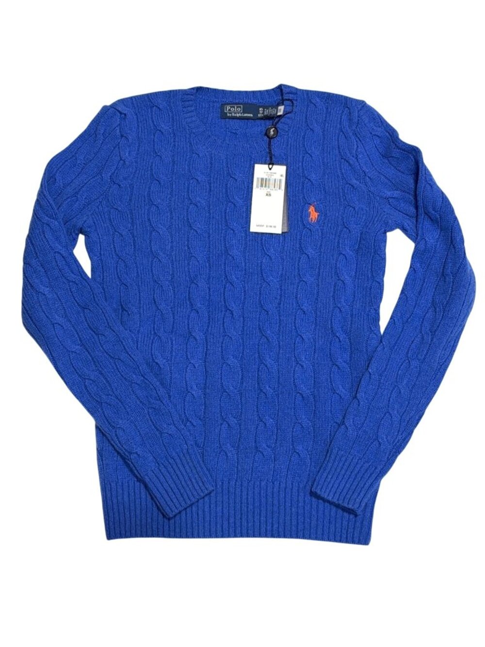 NWT Polo Ralph Lauren Wool Cashmere Cable Knit Sweater XS Blue MSRP $198